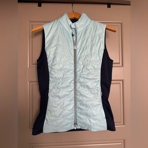 KJUS Women’s Golf Vest, Light And Navy Blue, Zip Up, Size 38/M